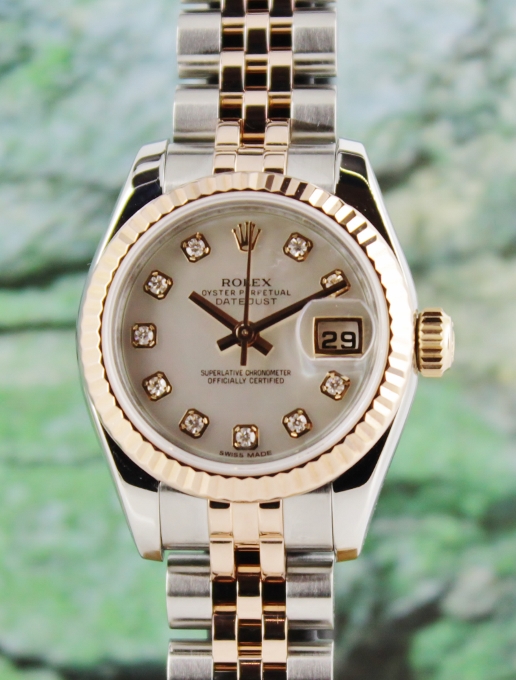 (image for) A ROLEX LADY SIZE PINK GOLD OYSTER PERPETUAL DATEJUST- 179171